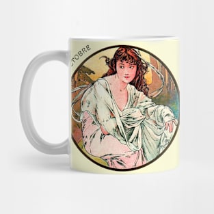 Art Nouveau October Calendar Alphonse Mucha Mug